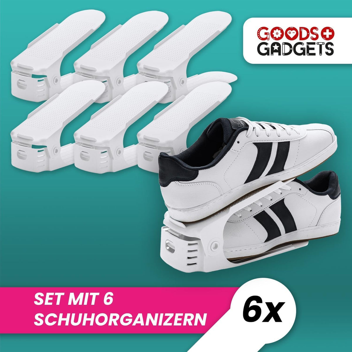 2er Set Schuhstapler - Platzsparende Schuhorganizer für den Schrank #Variante_3 Paar (= 6 Stück)