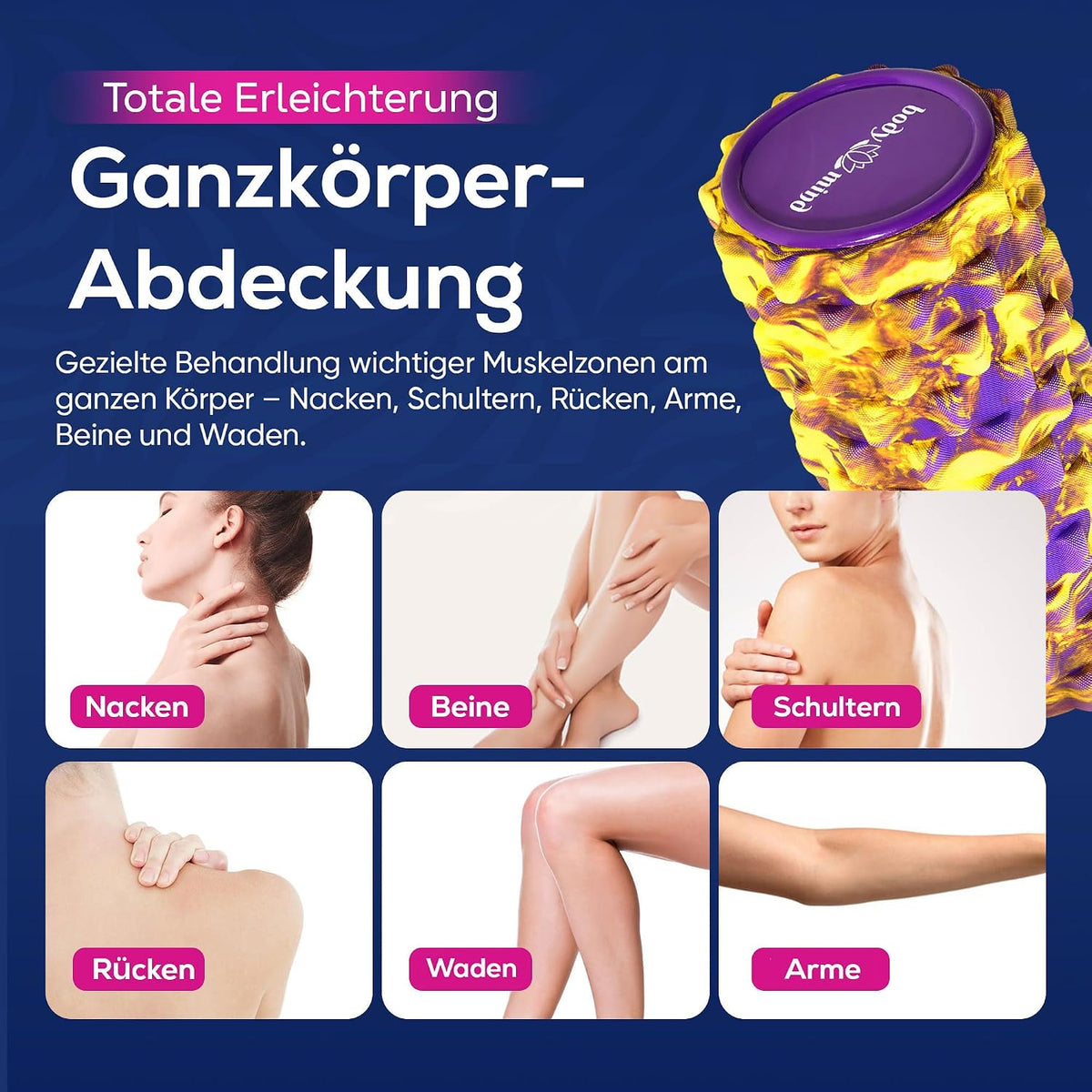 Body & Mind Faszienrolle – Massage-Rolle für Faszientraining #Farbe_Gelb-Lila