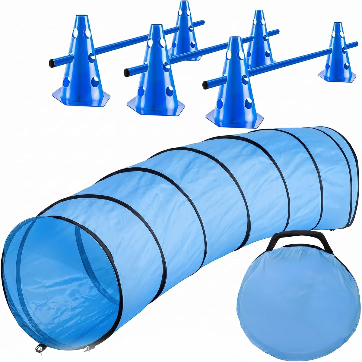 Hunde Agility Tunnel Set 500 cm - Spieltunnel mit Hürden #Variante_Medium