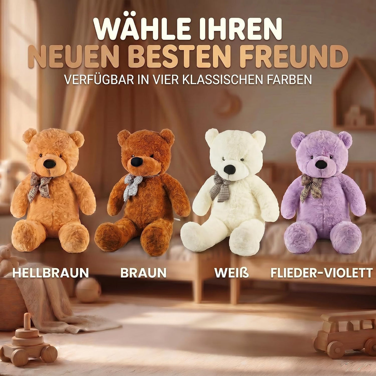 Riesen Teddybär 120 cm XXL – Kuscheliger Plüschbär Hellbraun #Farbe_Hellbraun