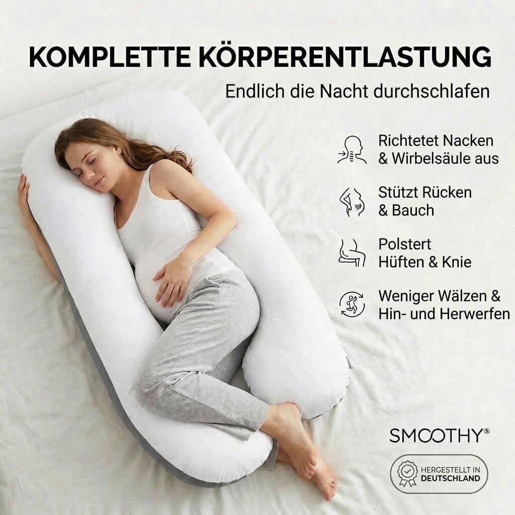 Schwangerschaftskissen & Seitenschläferkissen U-Form Stillkissen #Farbe_Grau-Weiß