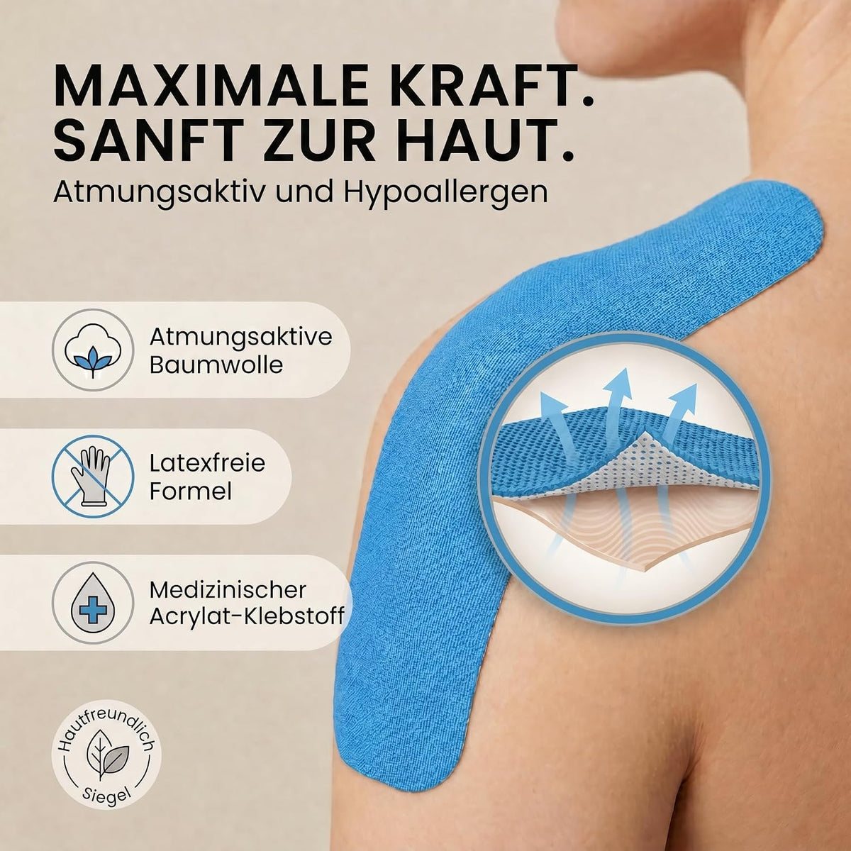 Kinesiologie-Tape 2,5cm - Elastisches Sporttape für Physiotherapie