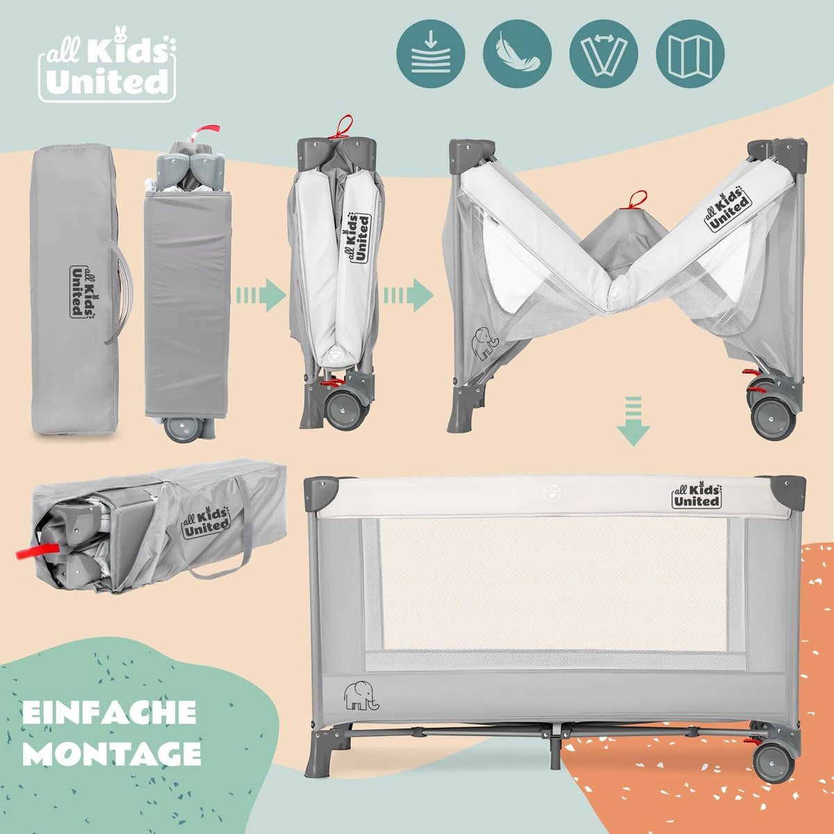 Baby-Reisebett Grau #Farbe_Grau