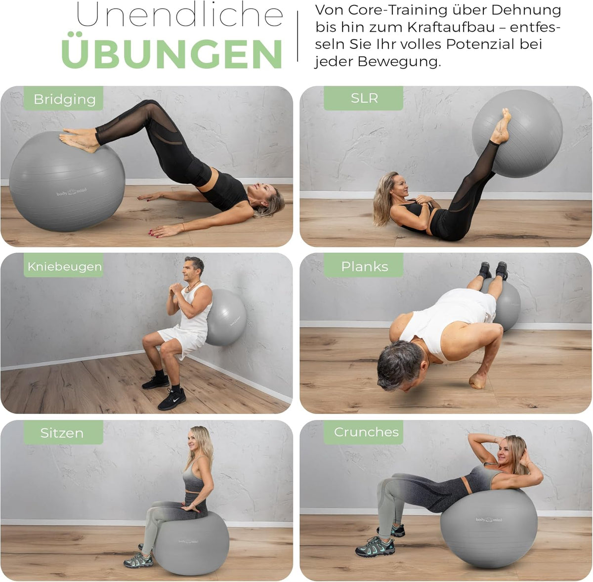 Body & Mind Gymnastikball Grau Detailbild #Farbe_Grau