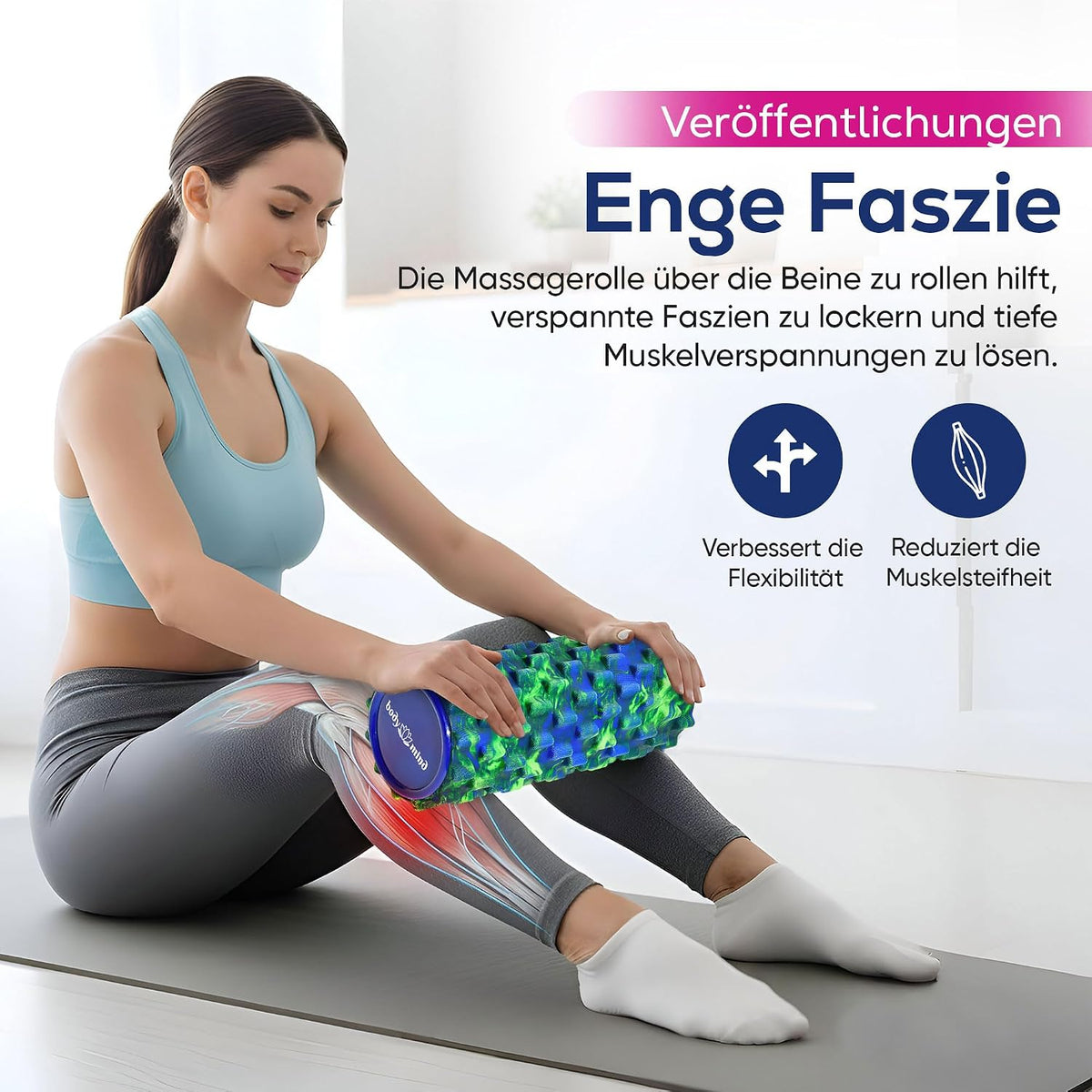 Body & Mind Faszienrolle – Massage-Rolle für Faszientraining #Farbe_Blau-Grün