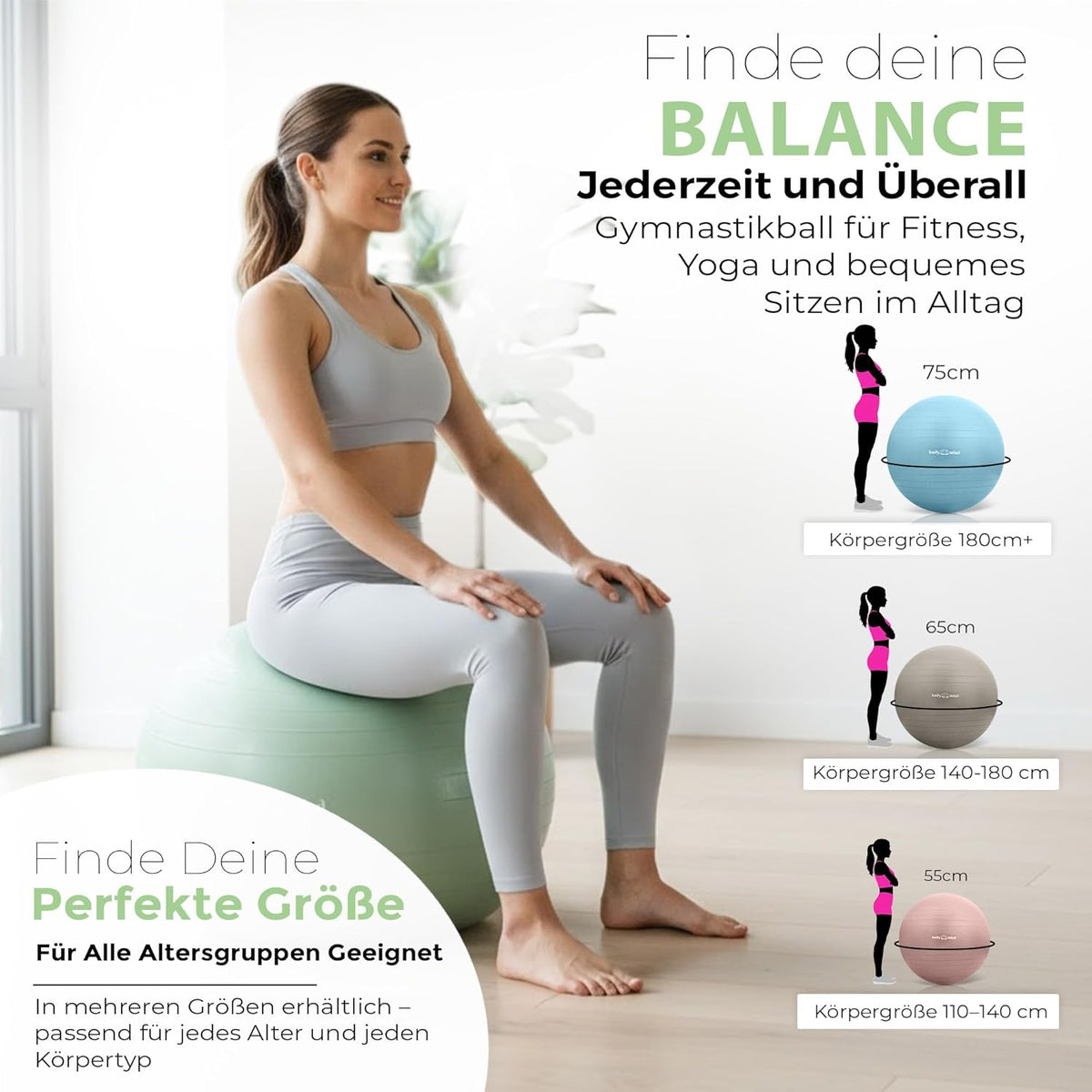 Gymnastikball Größenübersicht mehrerer Farben #ausschluss