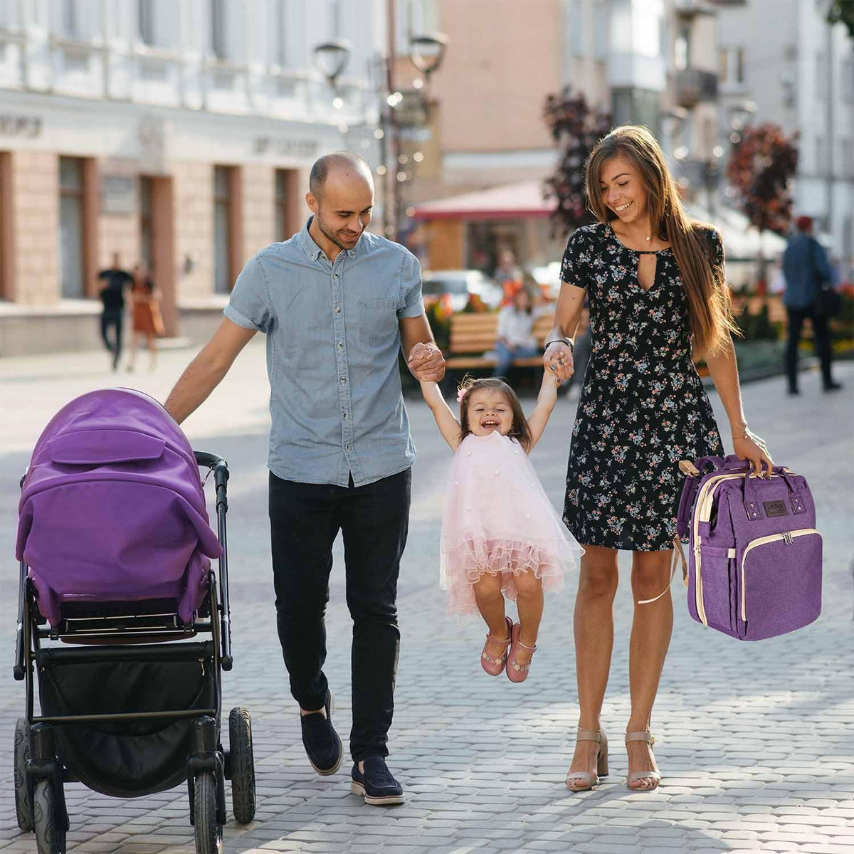 all Kids United® 2in1 Wickelrucksack & Reisebett – Premium Qualität #Farbe_Grau