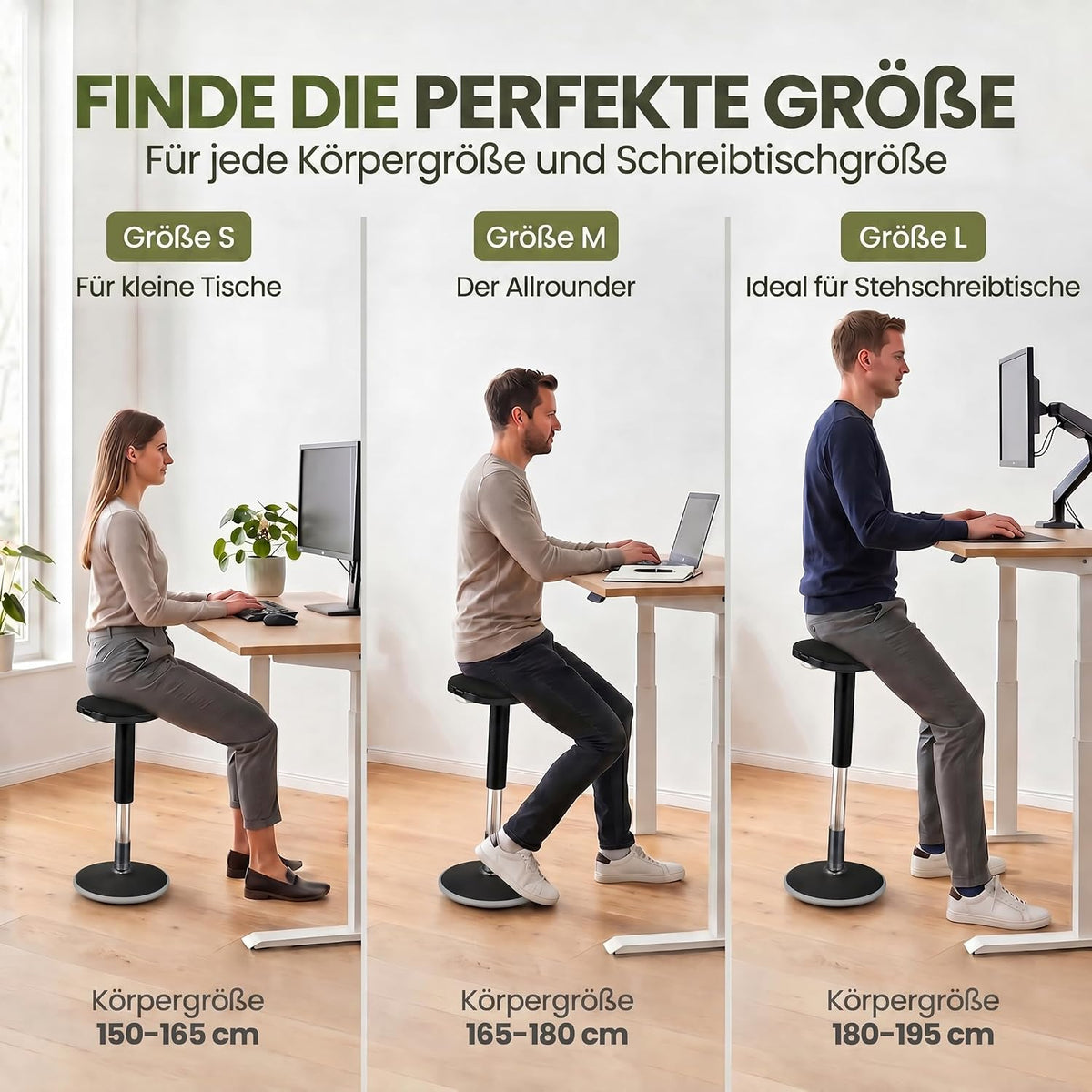 Ergonomischer Stehhocker 35-45cm - Höhenverstellbare Stehhilfe #Farbe_Schwarz
