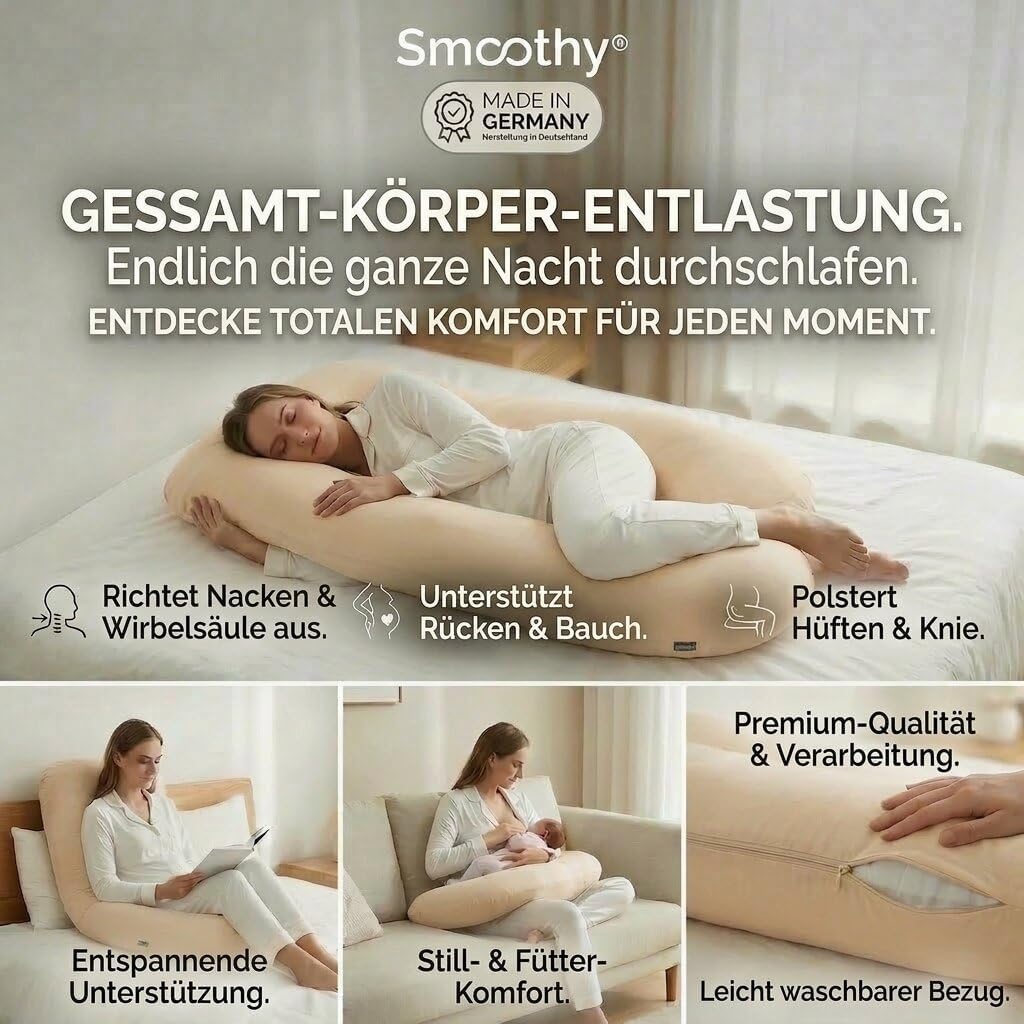 Schwangerschaftskissen & Seitenschläferkissen U-Form Stillkissen #Farbe_Beige