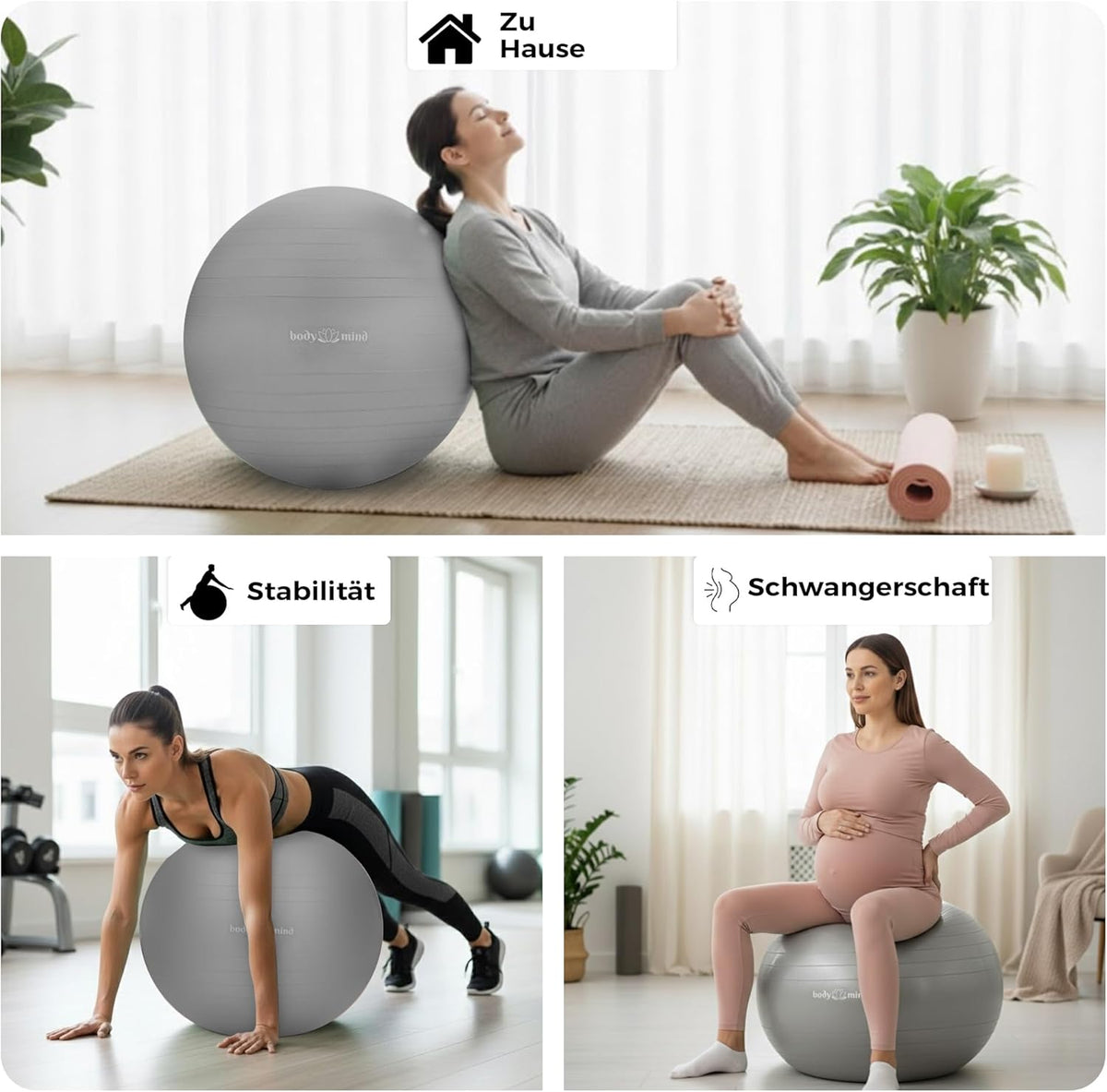 Body & Mind Gymnastikball Grau Detailbild #Farbe_Grau