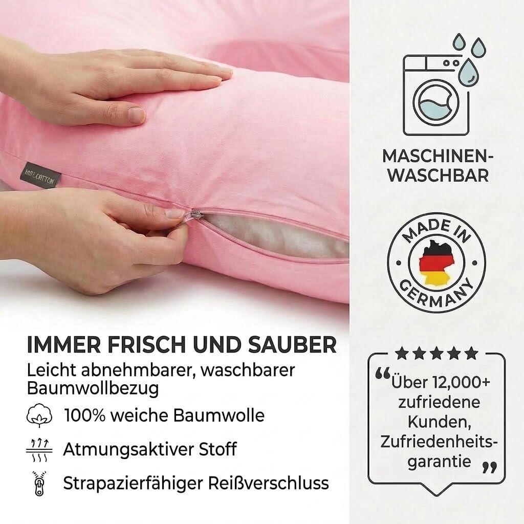 Schwangerschaftskissen & Seitenschläferkissen U-Form Stillkissen #Farbe_Pink