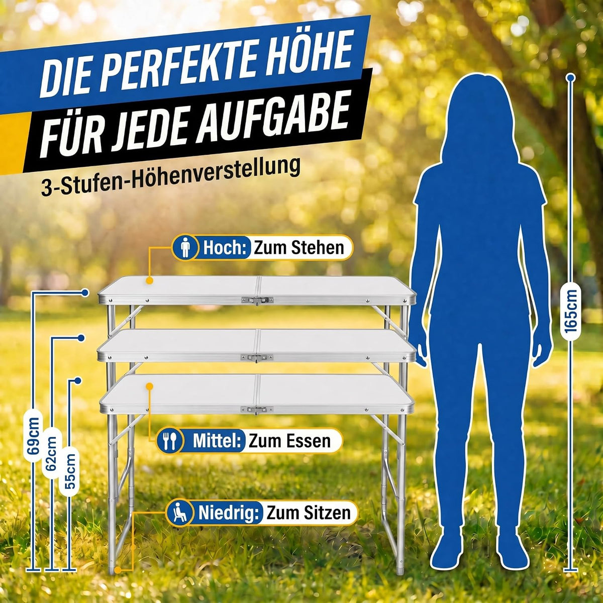 Klappbarer Campingtisch Weiß Detailbild 3 #Farbe_Weiß