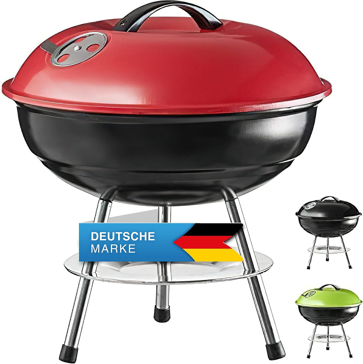 Micro BBQ Kugelgrill - Kompakter Holzkohle-Reisegrill für Camping #Farbe_Rot