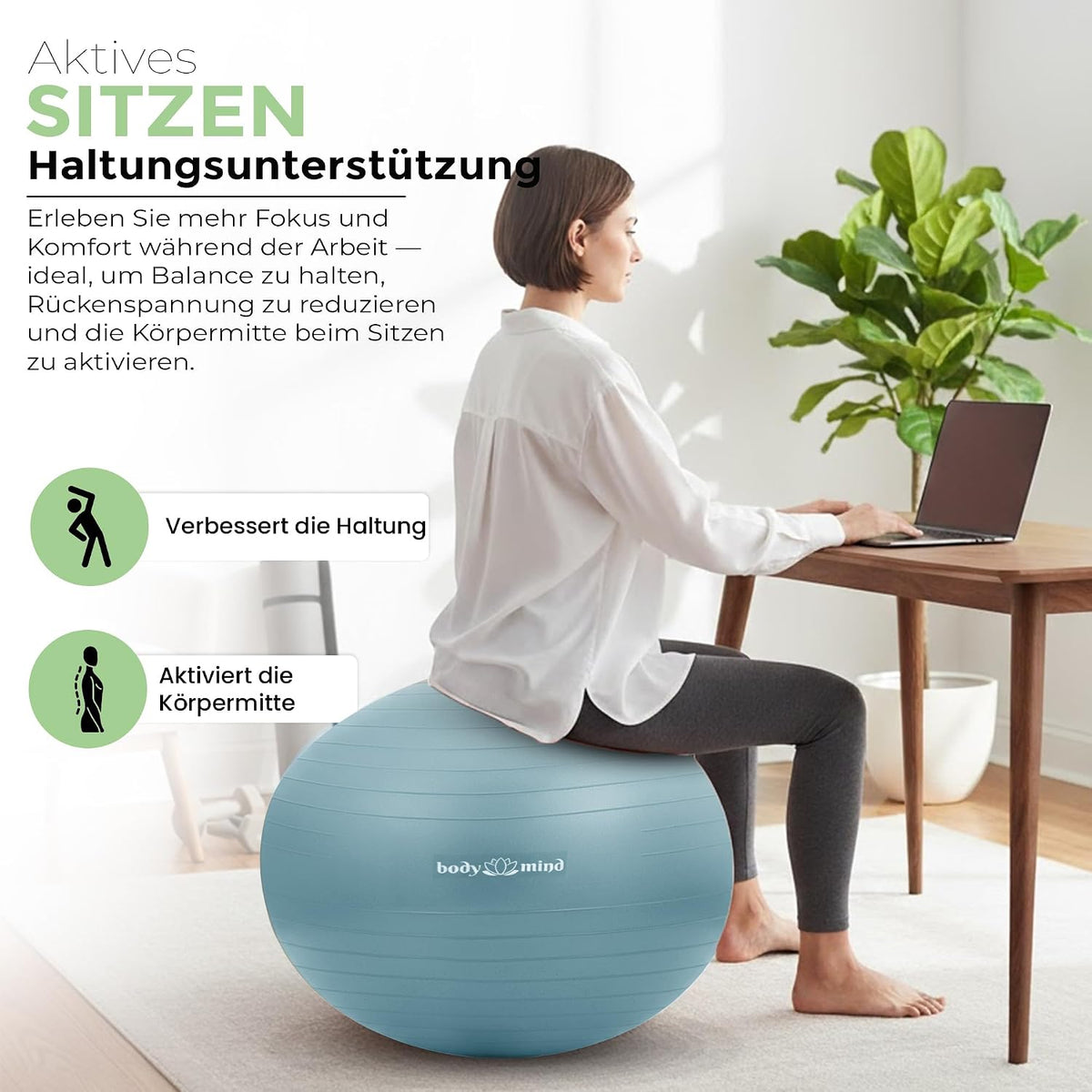 Body & Mind Gymnastikball Blau Detailbild #Farbe_Blau