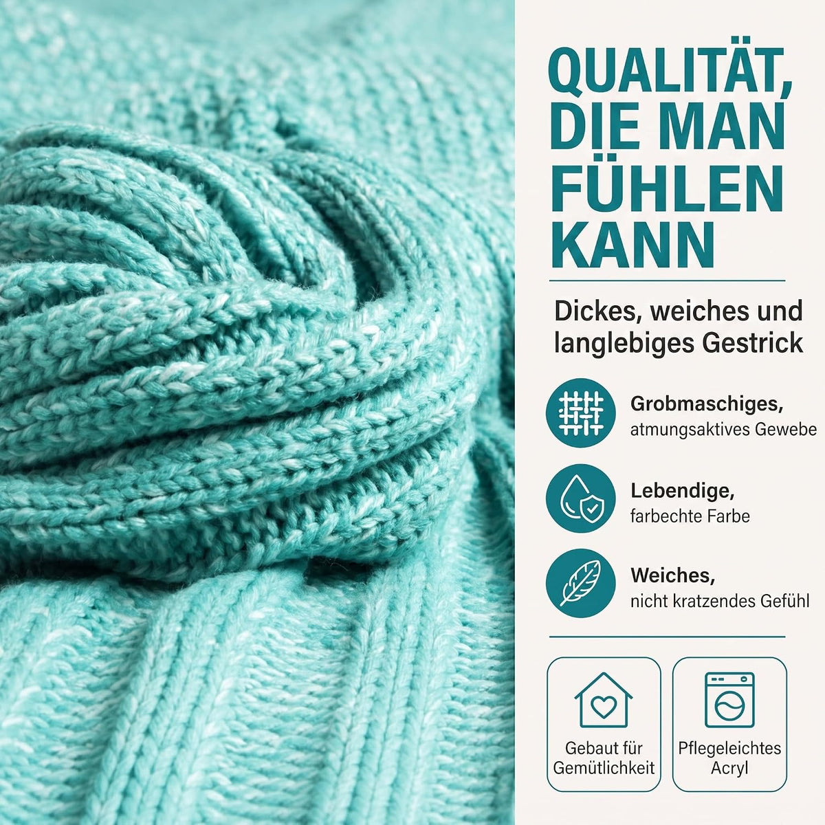 Feluna Meerjungfrau Kuscheldecke – 180x85 cm – Weiche Strickdecke #Farbe_Mint-Grün