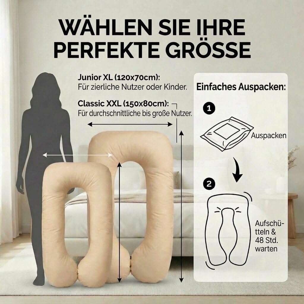 Schwangerschaftskissen & Seitenschläferkissen U-Form Stillkissen #Farbe_Beige
