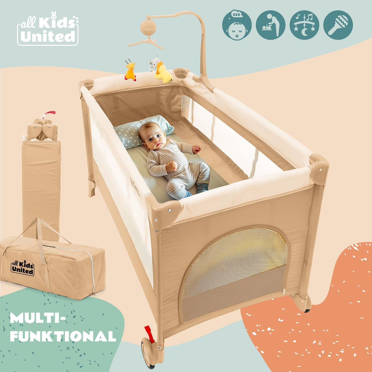 Baby-Reisebett Beige #Farbe_Beige