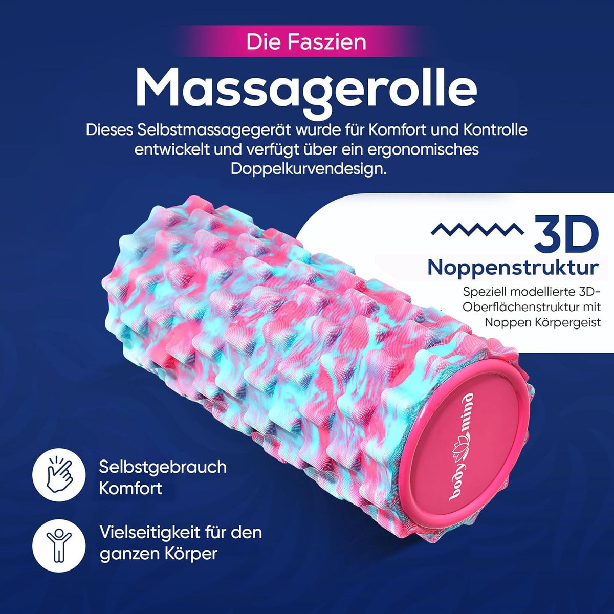 Body & Mind Faszienrolle – Massage-Rolle für Faszientraining #Farbe_Pink-Blau