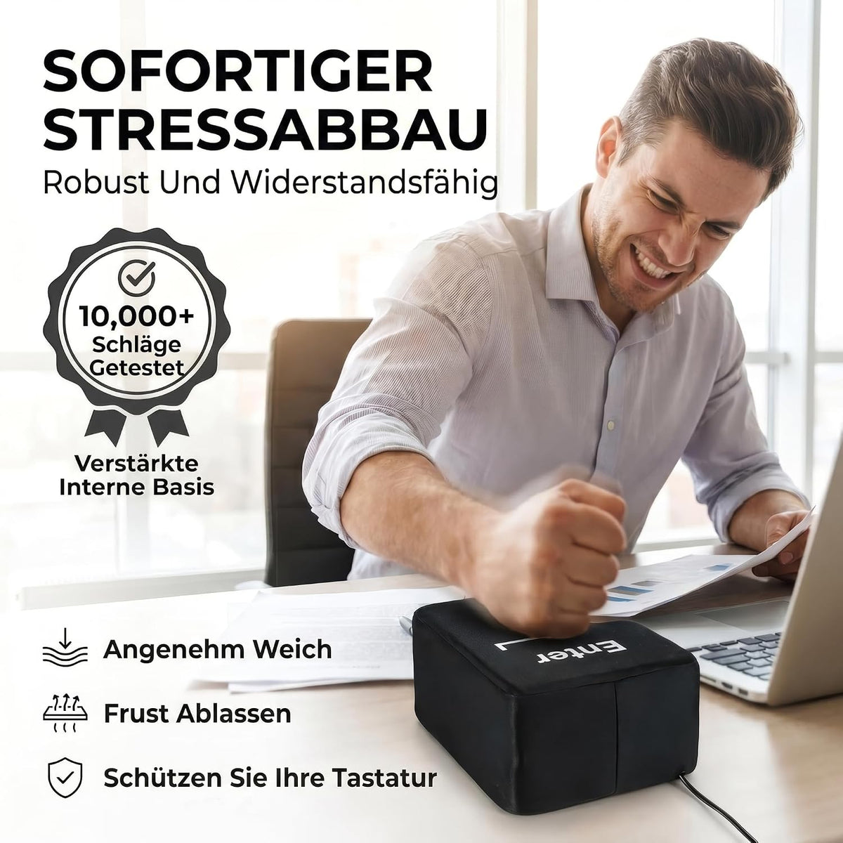 XXL Big Enter Taste USB - Anti-Stress Kissen für Büro & Gaming