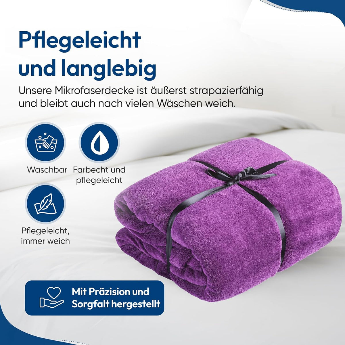 Feluna XXL Kuscheldecke 220x200 cm – Kuschelweiche Wohndecke Grau