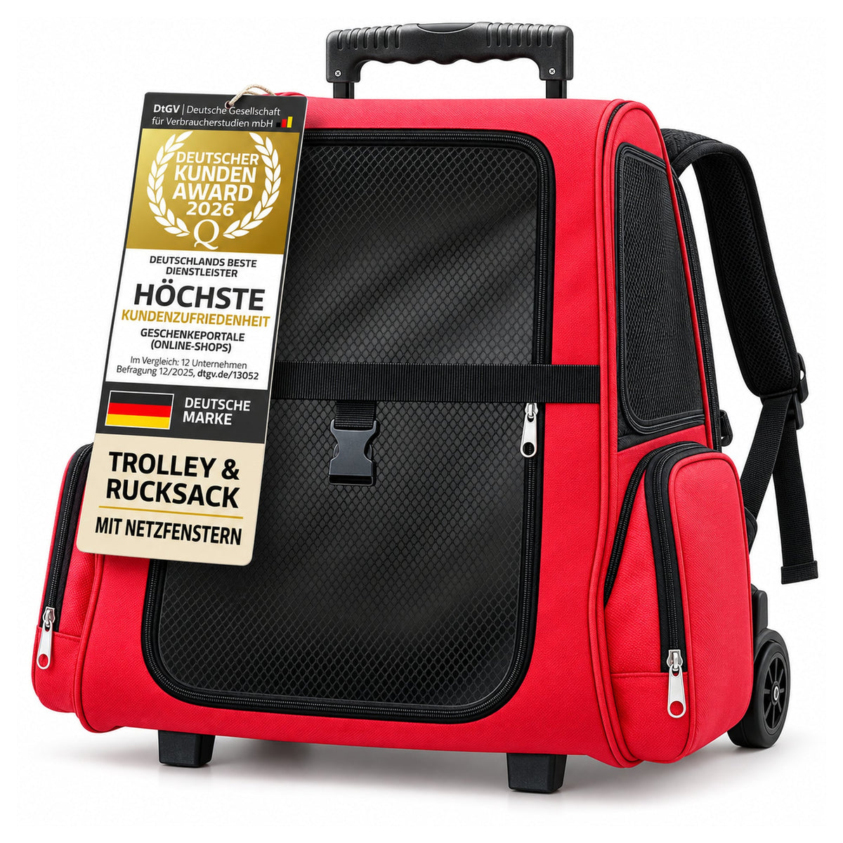 Hunde-Trolley & Haustier-Rucksack – Rot #Farbe_Rot