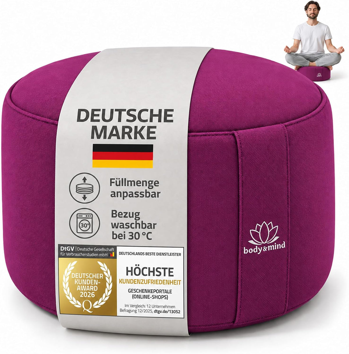 Yoga Meditationskissen Violett – Body & Mind® #Farbe_Violett