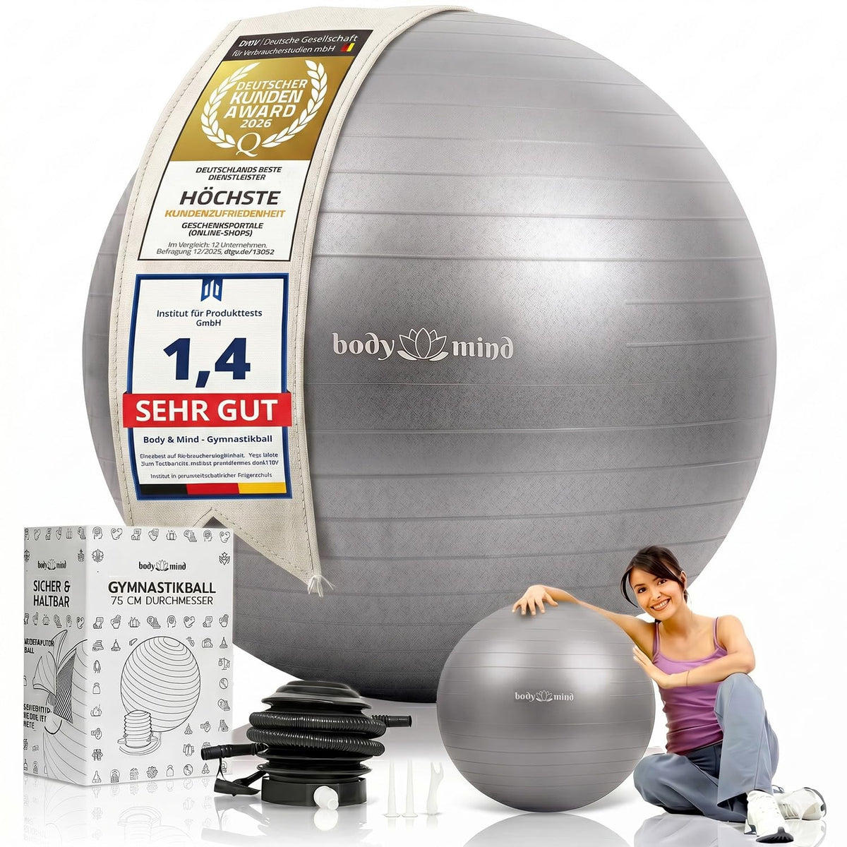 Body & Mind Gymnastikball in Grau – Amazon-Hero B0G25R6WWL #Farbe_Grau