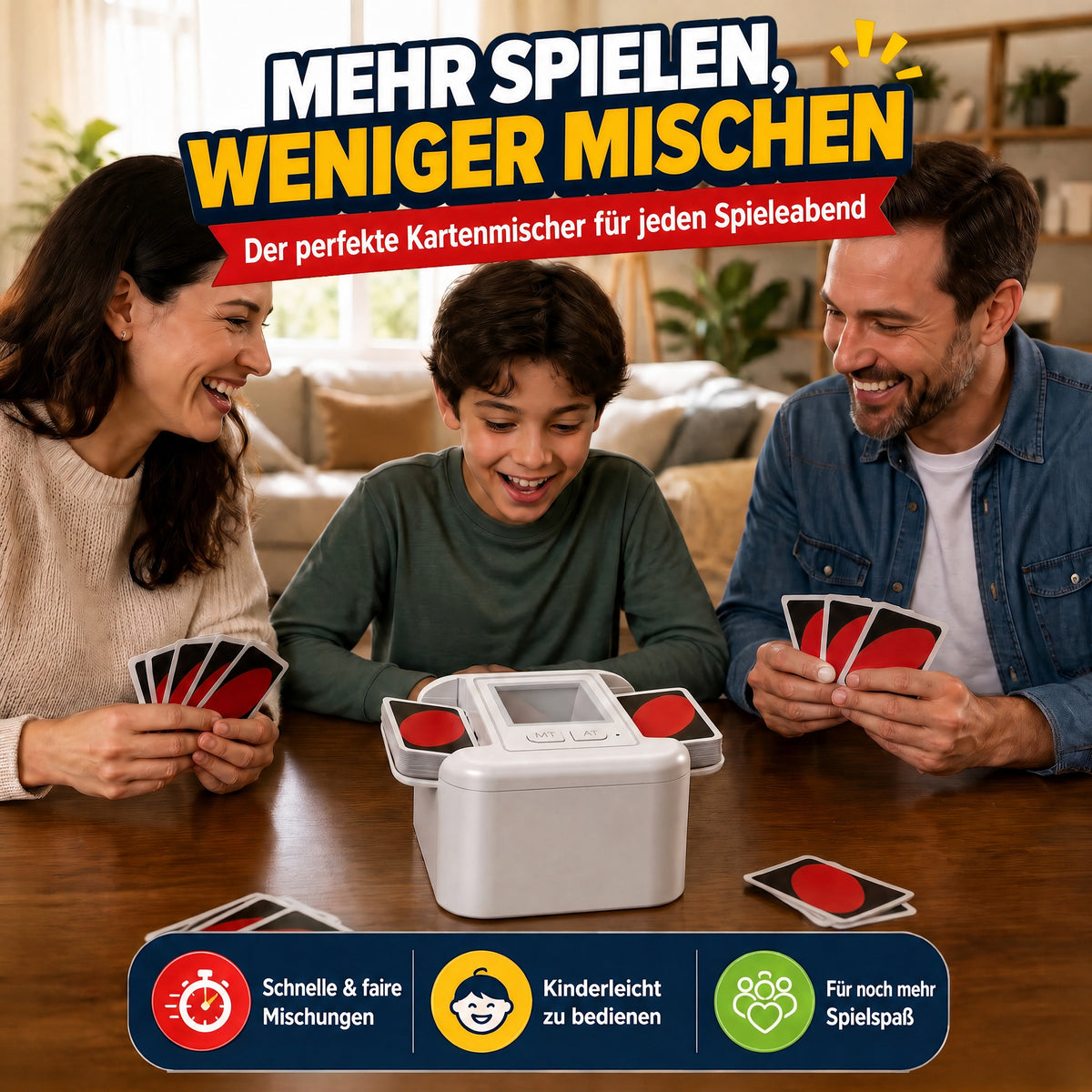 Elektrische Kartenmischmaschine für bis zu 4 Kartendecks