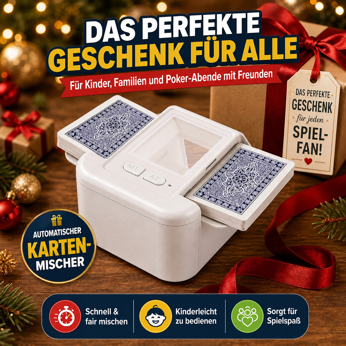 Elektrische Kartenmischmaschine für bis zu 4 Kartendecks