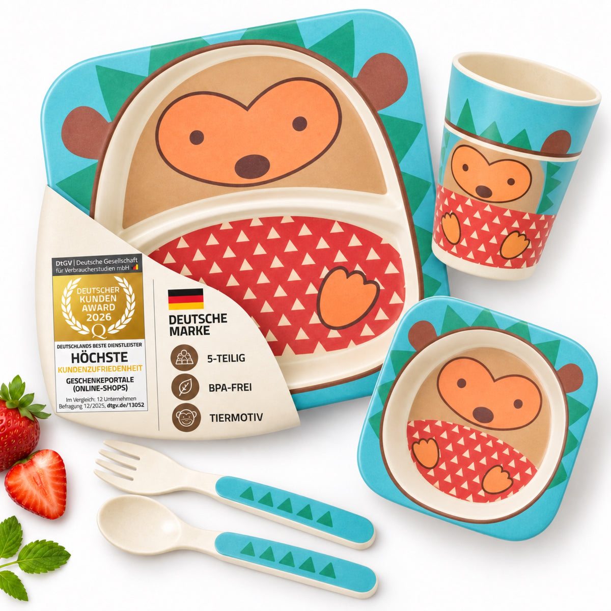 Rutschfestes 5-teiliges Kindergeschirr-Set - BPA-frei & Nachhaltig #Variante_Igel