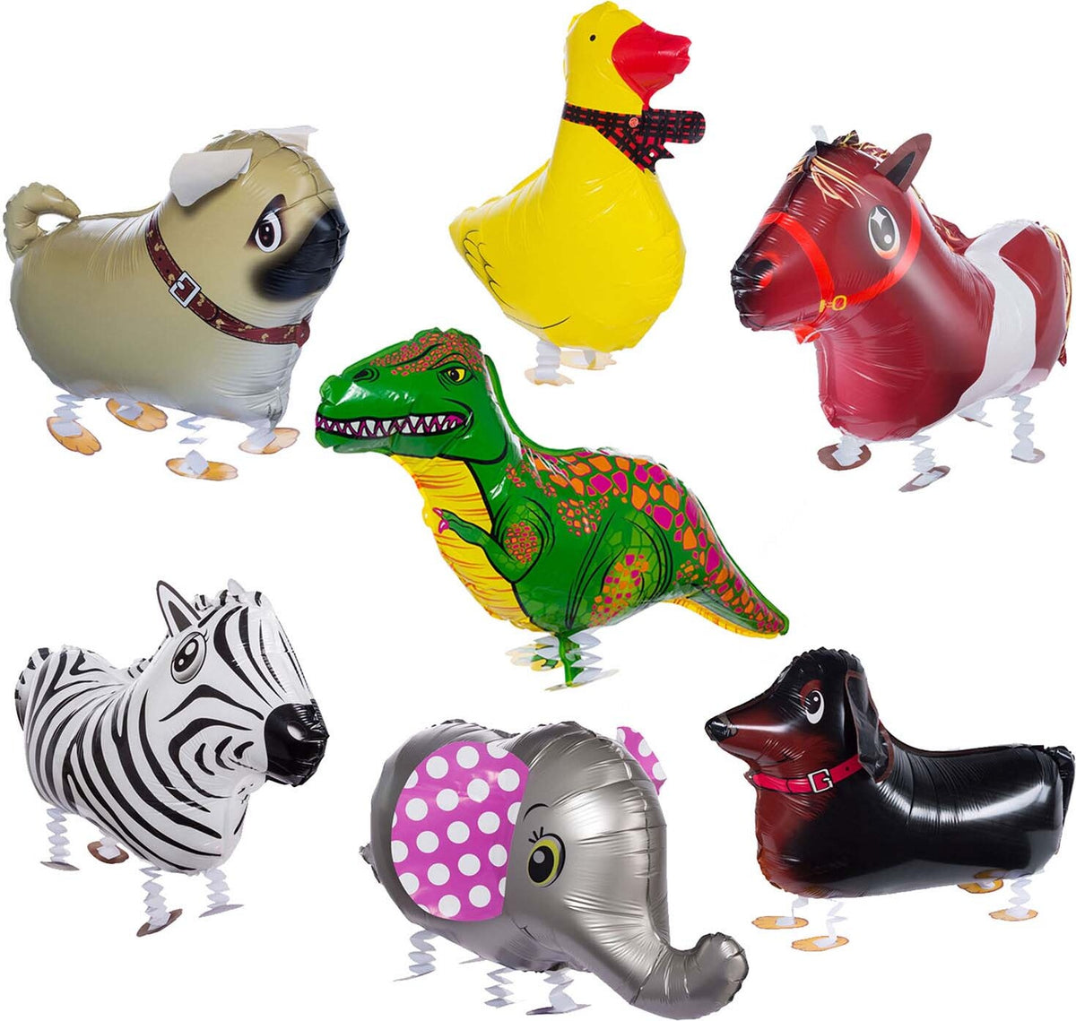 Air Walker Heliumballons Komplettset sieben Tierfiguren