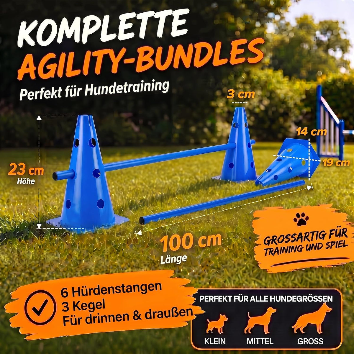 Hunde Agility Tunnel Set 500 cm - Spieltunnel mit Hürden #Variante_Groß