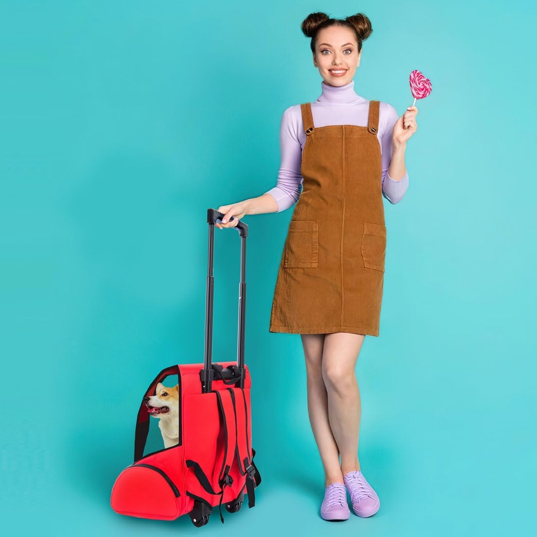 Hunde-Trolley & Haustier-Rucksack – Rot #Farbe_Rot