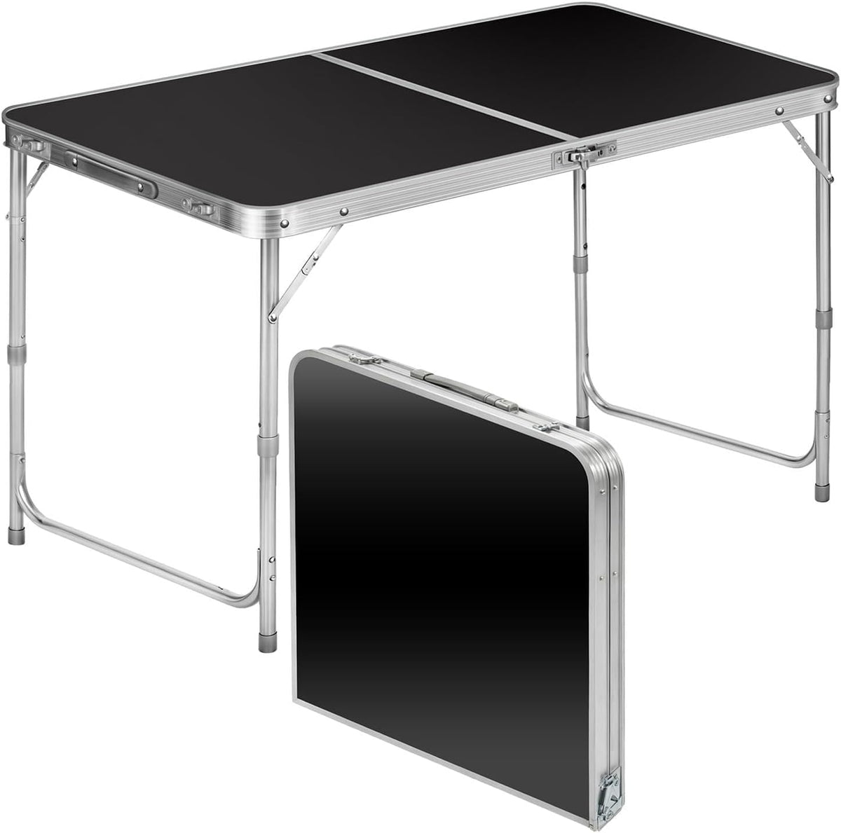 Klapptisch 120x60cm - Höhenverstellbarer Campingtisch Faltbar #Farbe_Schwarz