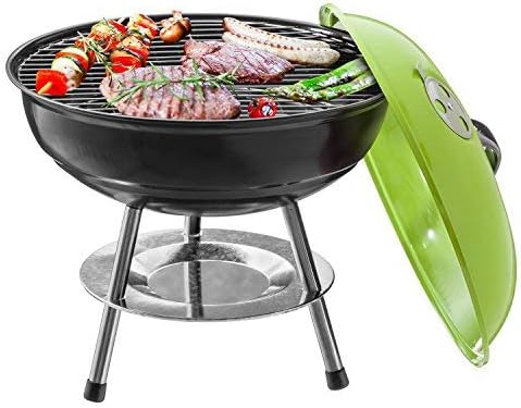Micro BBQ Kugelgrill - Kompakter Holzkohle-Reisegrill für Camping #Farbe_Grün