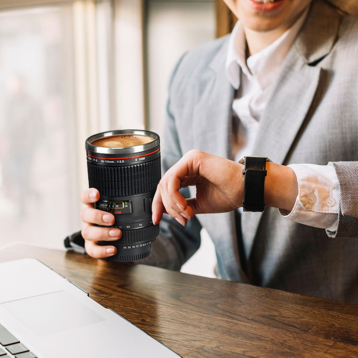 Thermo Tasse Kameraobjektiv Design - 300ml Edelstahl Becher