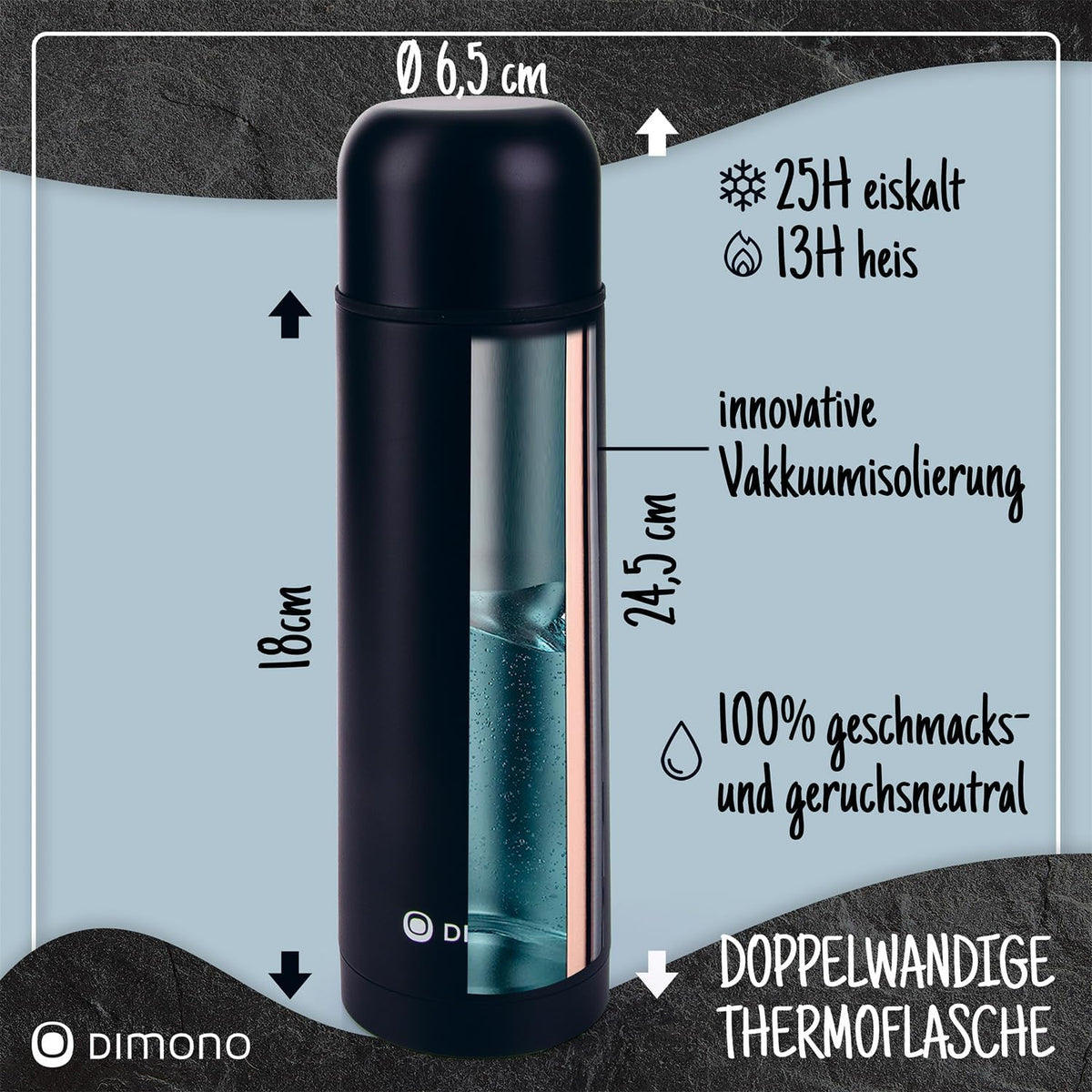 Edelstahl Thermoskanne 1L - Auslaufsichere Isolierflasche 12h heiß