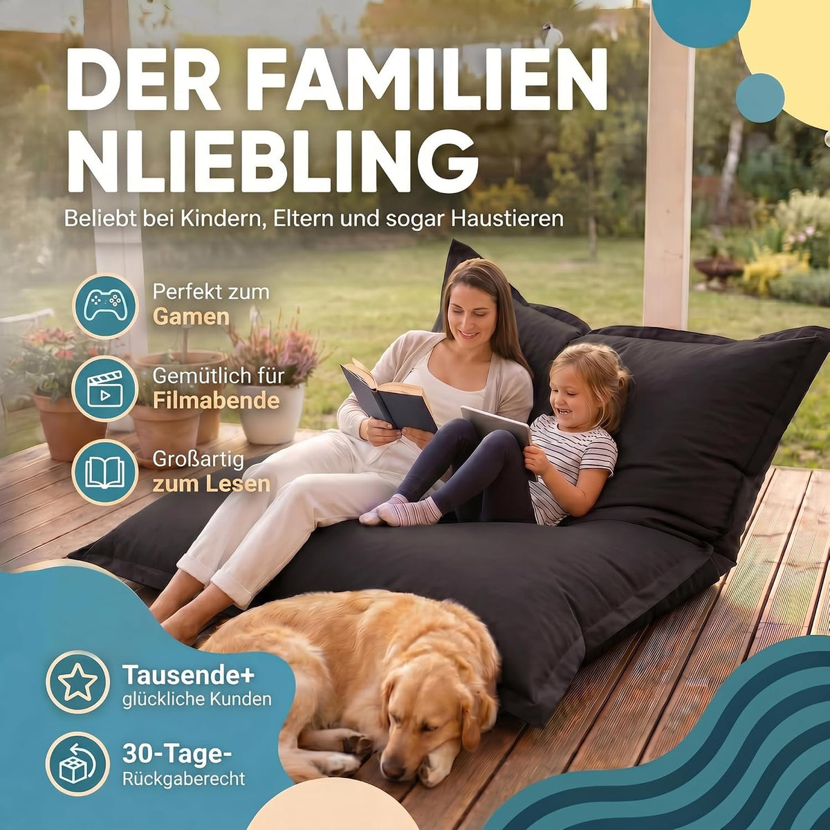 LazyBag XXL Outdoor-Nylon-Sitzsack Schwarz – Produktbild 37 #Farbe_Schwarz
