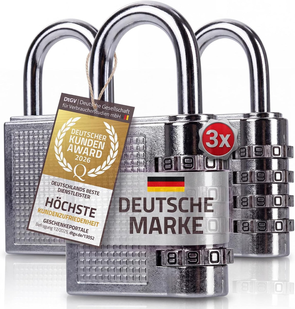 Zahlenschloss Vorhängeschloss mit 4-stelligem Code - Robust & Sicher #Anzahl_3
