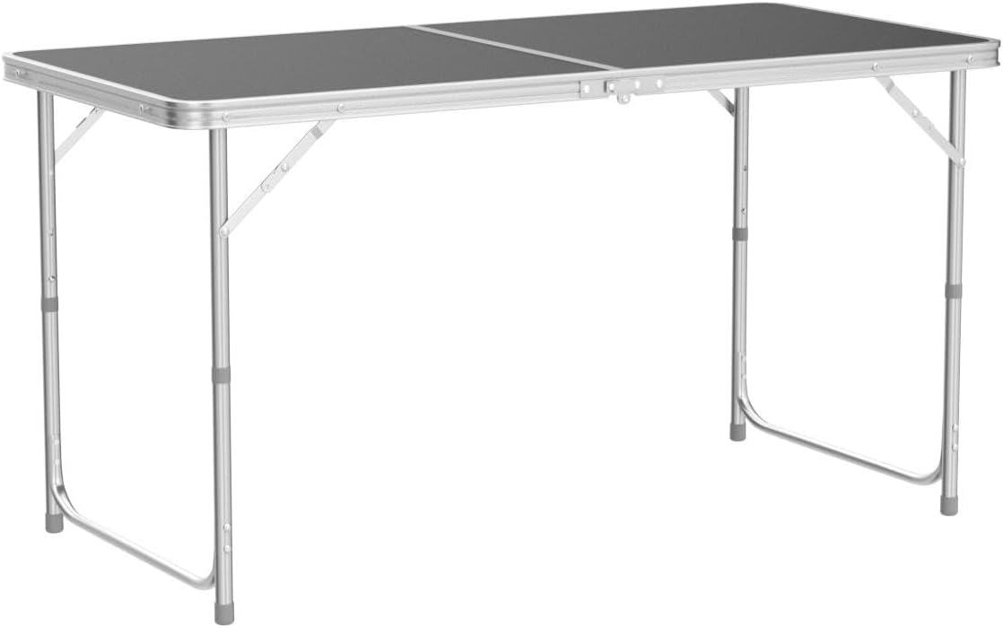 Klapptisch 120x60cm - Höhenverstellbarer Campingtisch Faltbar #Farbe_Schwarz