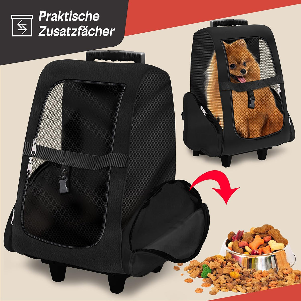Hunde-Trolley & Haustier-Rucksack – Schwarz #Farbe_Schwarz
