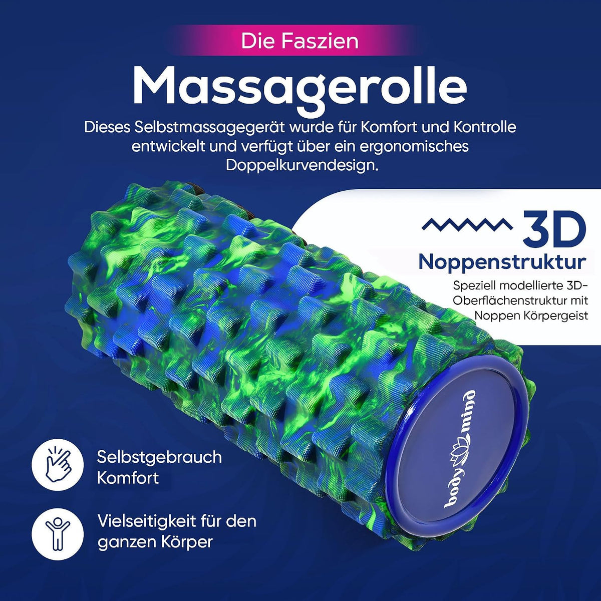 Body & Mind Faszienrolle – Massage-Rolle für Faszientraining #Farbe_Blau-Grün