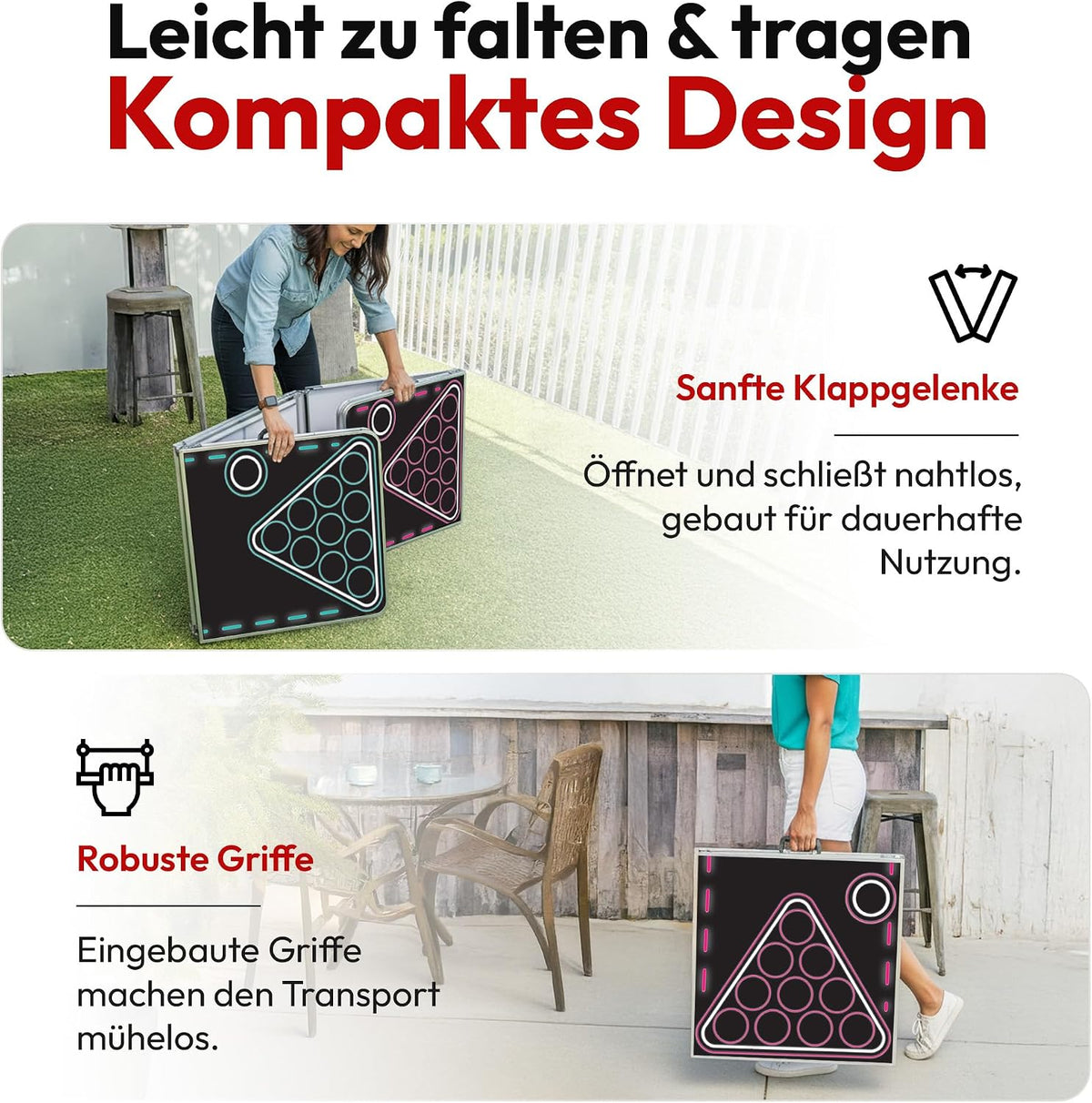 Klappbarer Beer Pong Tisch - Höhenverstellbar & Wasserabweisend #Farbe_Neon