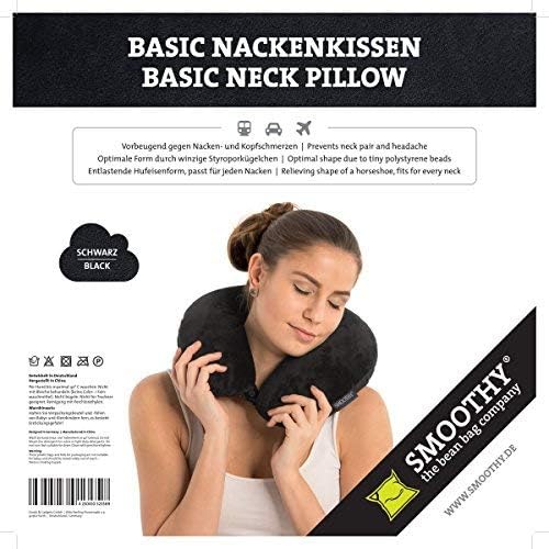 Smoothy Nackenkissen mit EPS-Perlen - Ergonomisches Reisekissen #Farbe_Schwarz