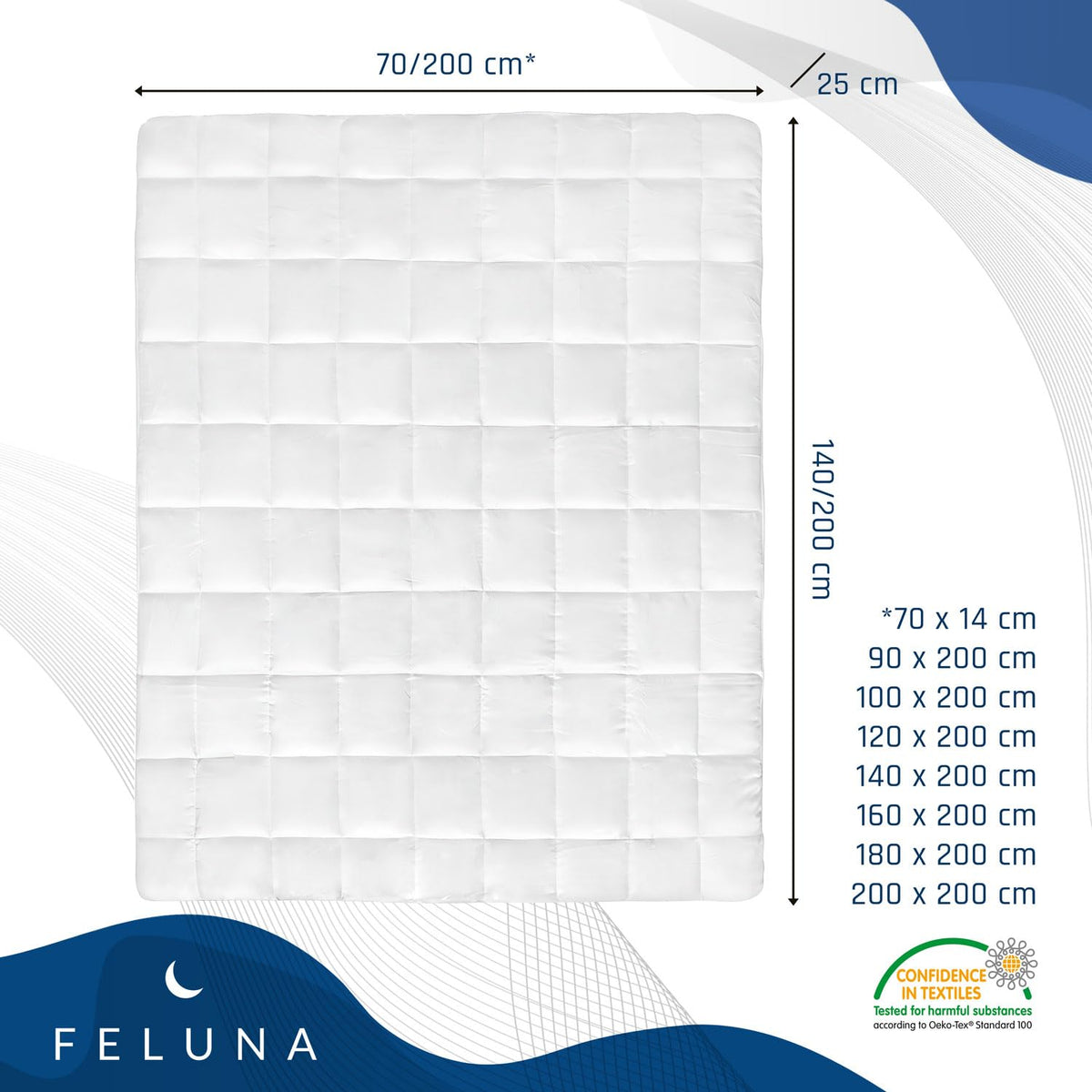 Feluna Mikrofaser Matratzentopper 80x200cm – Atmungsaktive Auflage – PT05
