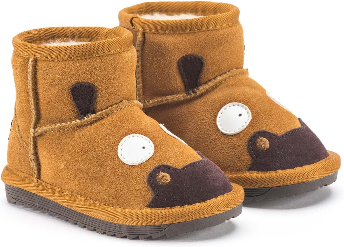 Snugs Kinder Lammfellstiefel – Warme Winterstiefel aus Rauleder #Farbe_Hellbraun