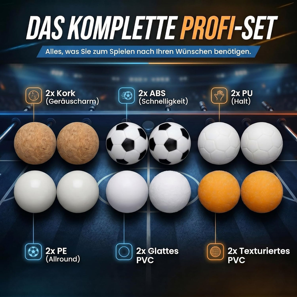 12er Set Profi Kickerbälle - 35mm Tischfußball-Bälle für Kickertische #Anzahl_12