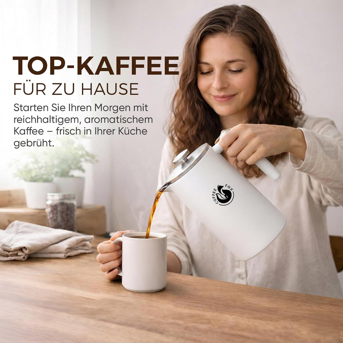 Coffee Fox French Press 350 oder 1000 ml – Doppelwandige Edelstahl-Kaffeekanne