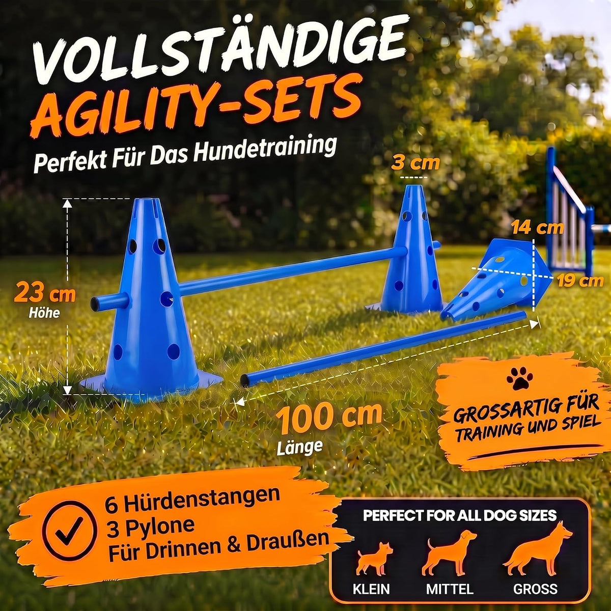 Hunde Agility Tunnel Set 500 cm - Spieltunnel mit Hürden #Variante_Kompakt