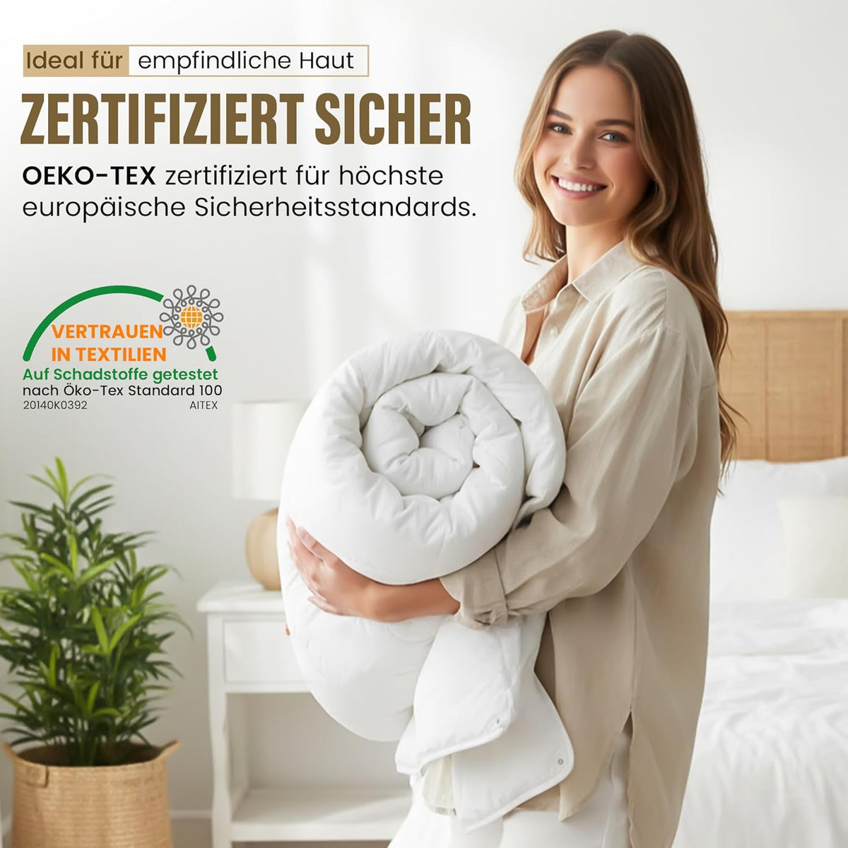 Kamelhaar-Decke Bettdecke 4-Jahreszeiten 135x200cm - Atmungsaktiv